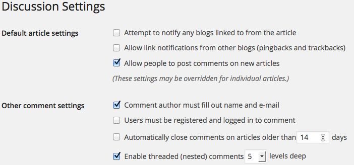 How to manage WordPress comment via discussion settings