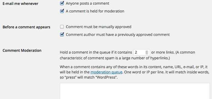 How to manage WordPress coments using discussion settings