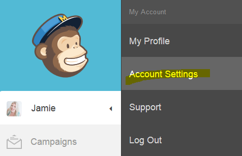 MailChimp account settings