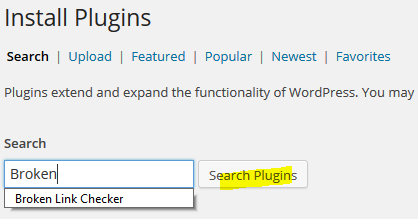 How to use Broken Link Checker search for the plugin