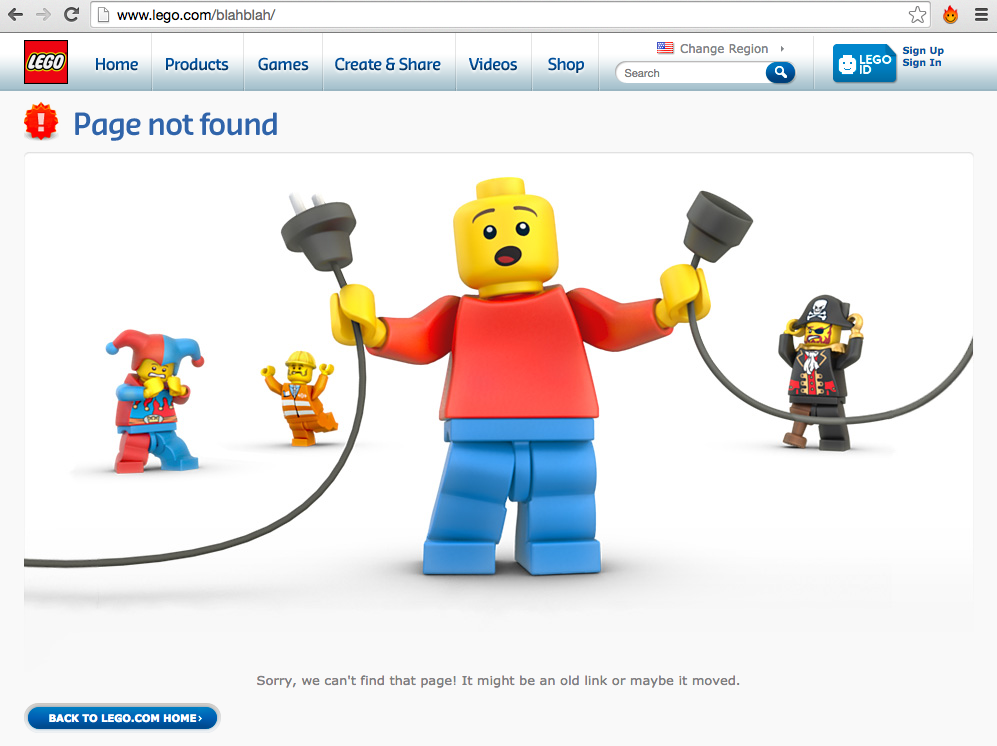 Lego has an awesome 404 error page