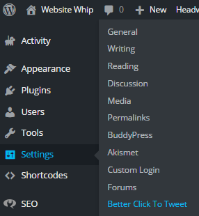 customize click to tweet settings