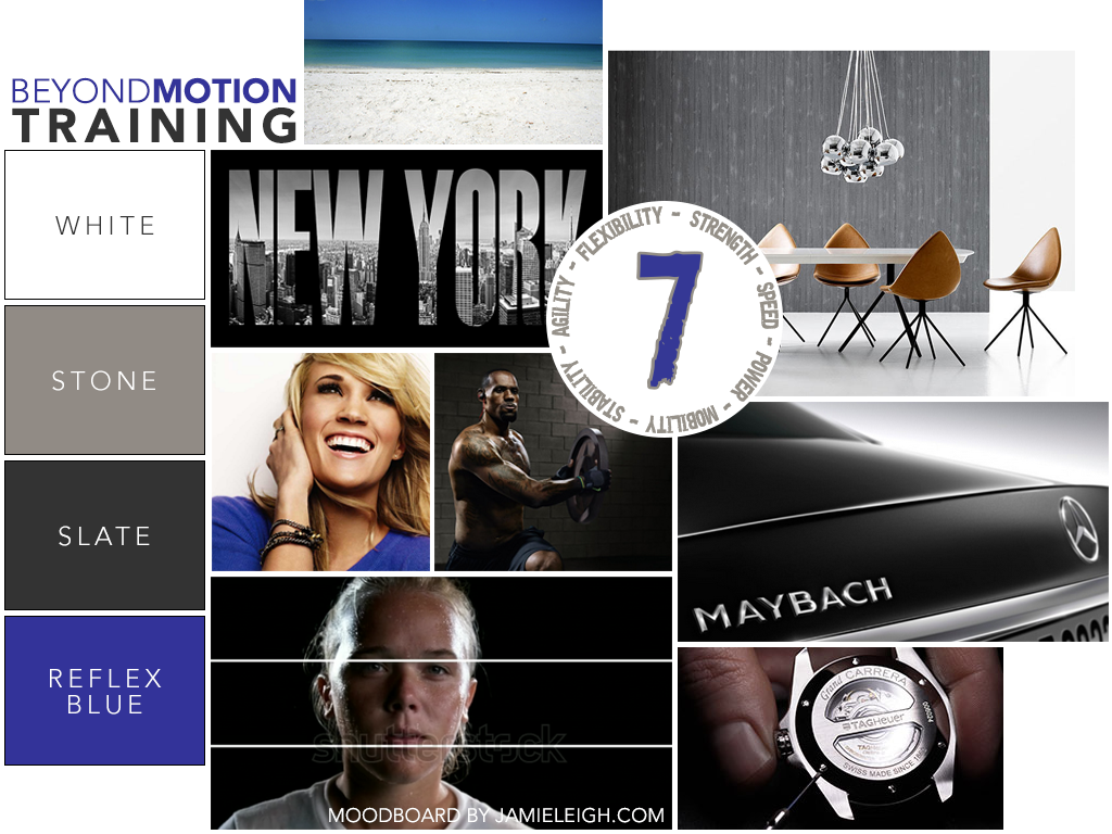 mood board for Beyond Motion Training